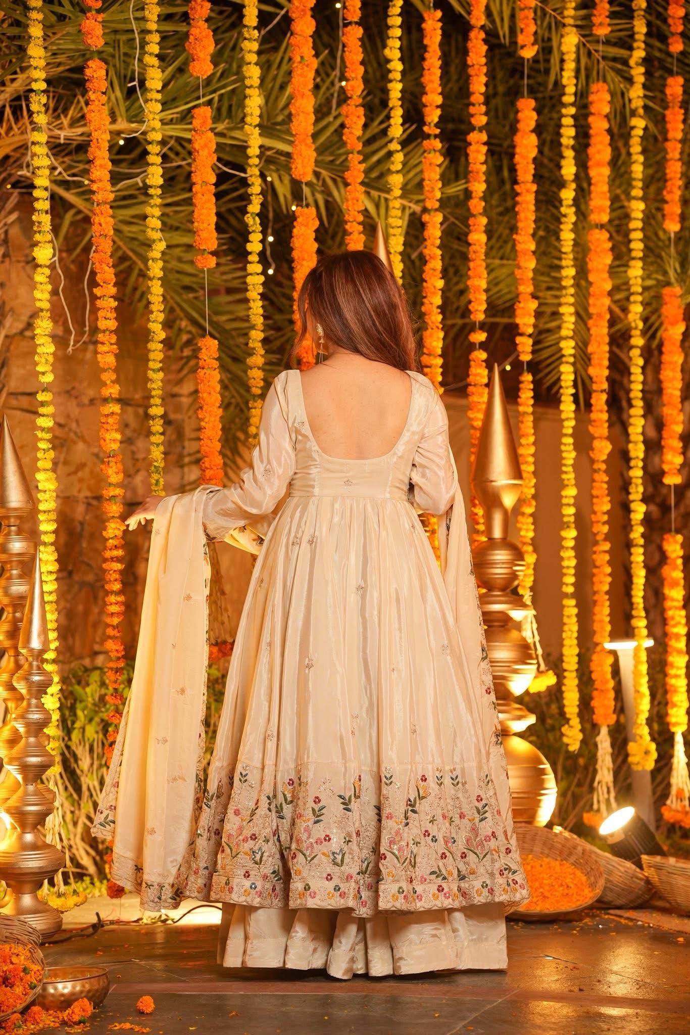 The Radiant Mustard Botanical-Hem Anarkali